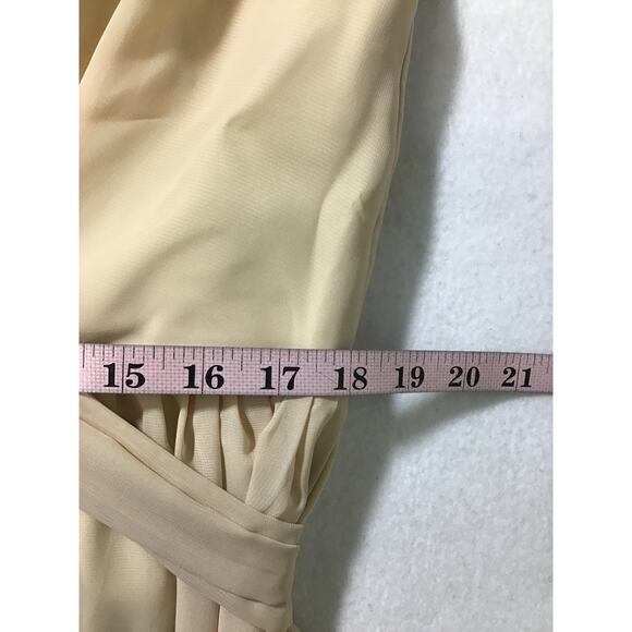 BRIDESMAID DRESS 14 1X plus tan pleated halter belted formal maxi dress new B120 - Picture 7 of 9